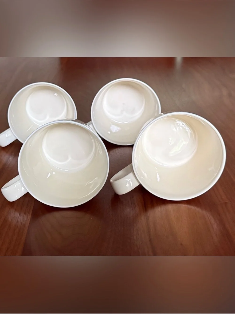 Crate & Barrel Set of 4 White Ceramic Coffee Mugs 12 oz Modern Cream Ivory